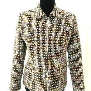 Sag Harbor Petite 4P Tweed blazer jacket zip front
